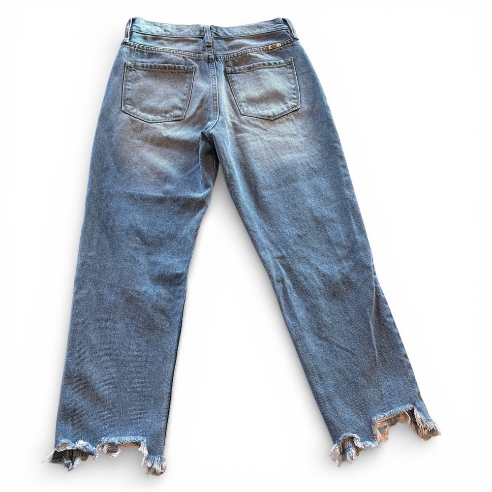 Zara Womens High Waisted Straight‎ Leg Distressed Jeans Light Wash Blue Size 6 - Picture 2 of 4